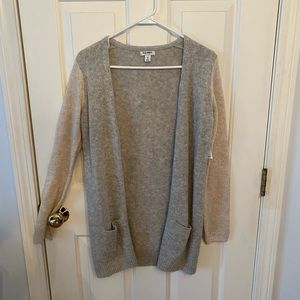 Gray and tan zip up sweater